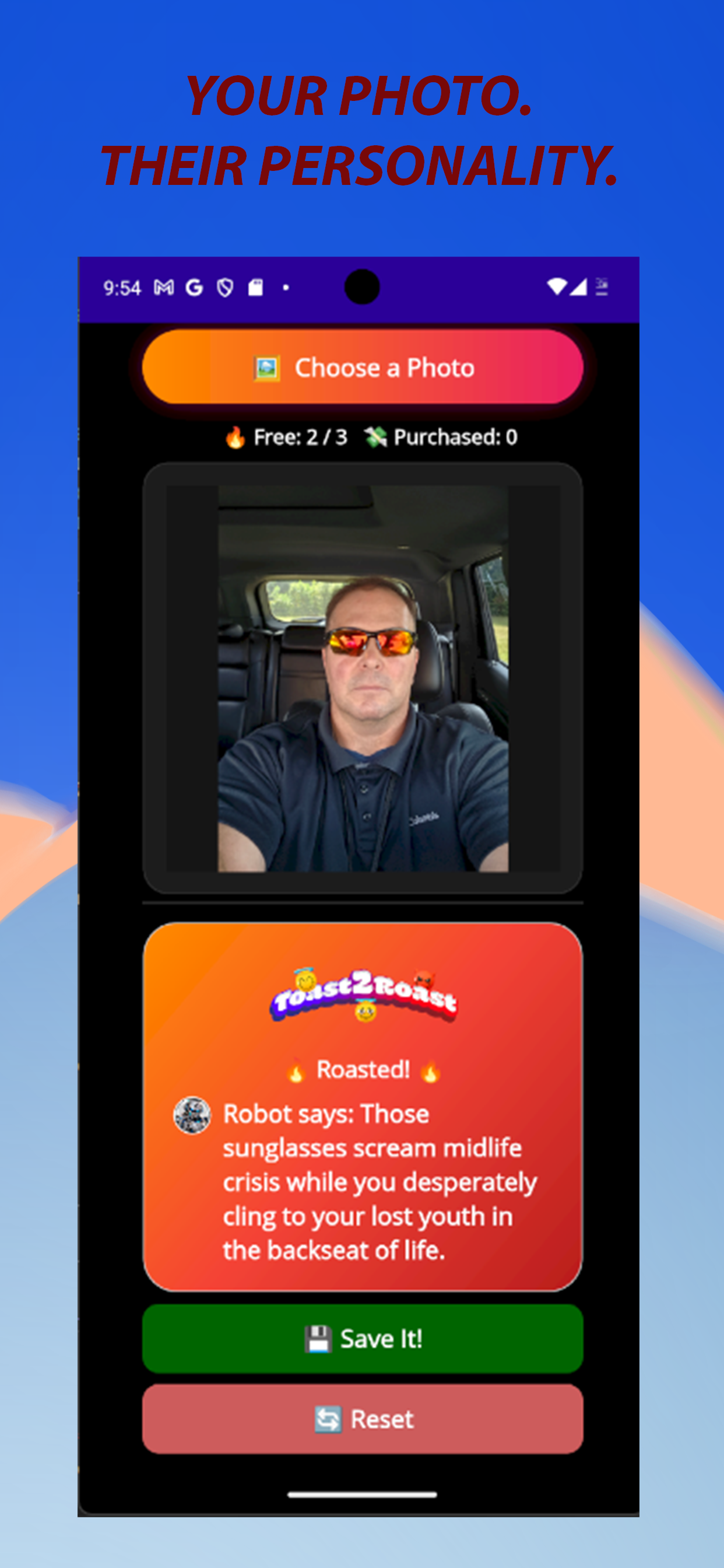 Toast2Roast personalized AI roast result